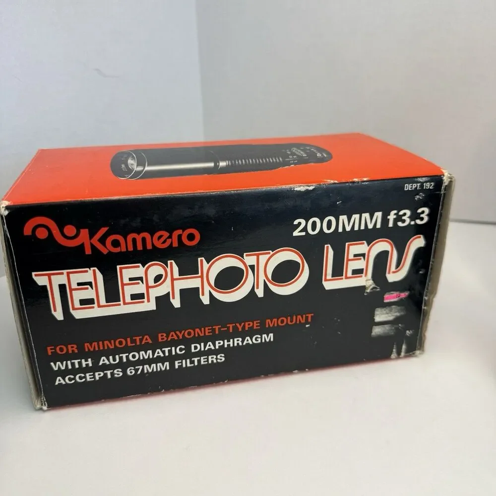 Kamero 200mm f3.3 Telephoto Lens Minolta Mount Vintage Rare 70s Optics Untested